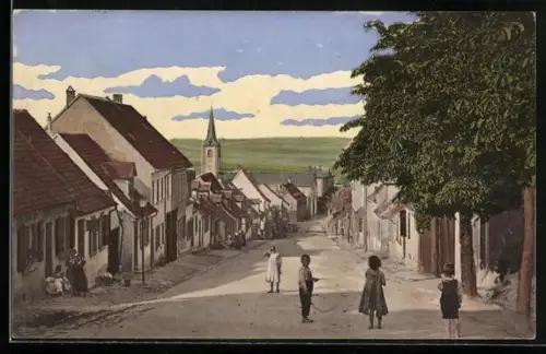 AK Kirchheimbolanden, Breitestrasse mit Kirche und Kindern