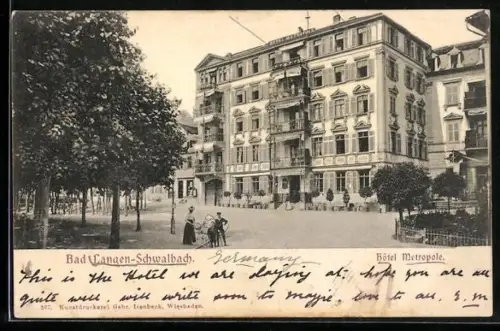 AK Bad Langenschwalbach, Hotel Metropole mit Grünanlage