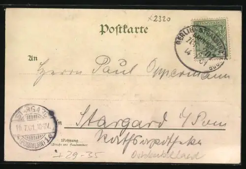 Passepartout-Lithographie Grimmen, Kreishaus, Postamt, Rathaus, Kleeblatt