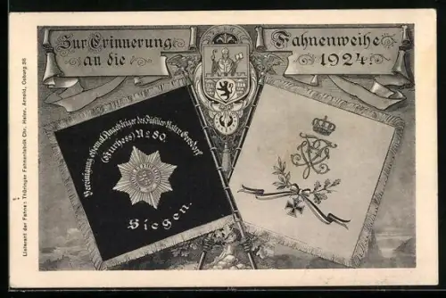 AK Siegen, Fahnenweihe d. Vereinigung ehemaliger Angehöriger des Füsilier-Rgts. v. Gersdorf 1924, Wappen
