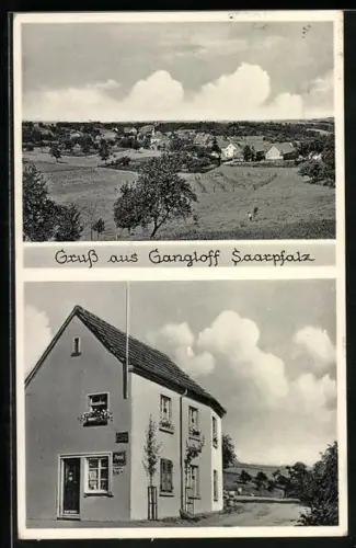 AK Gangloff /Saarpfalz, Gesamtansicht des Ortes und Gasthaus