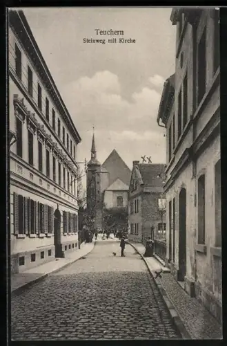 AK Teuchern, Steinweg mit Kirche