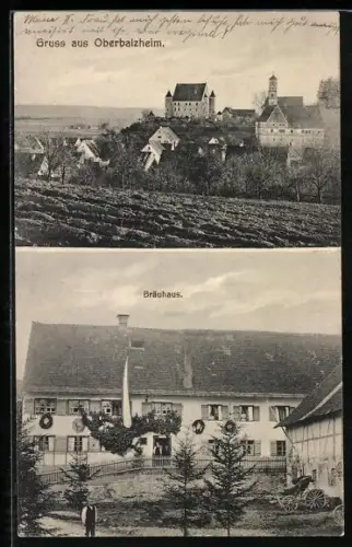 AK Oberbalzheim, Totalansicht, Brauerei Bräuhaus