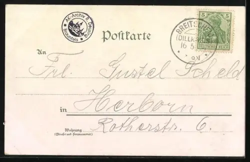 AK Breitscheid / Dillkreis, Gasthaus A. Henning, Dampfmühle mit Molkerei, Ton-Industrie