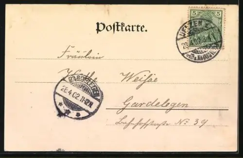 AK Uelzen, Veersser Strasse mit Passanten