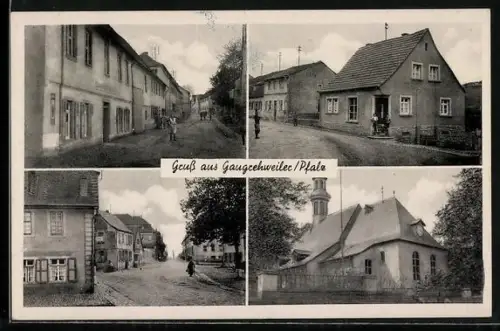 AK Gaugrehweiler /Pfalz, Gasthaus, Kirche und Strassenpartie