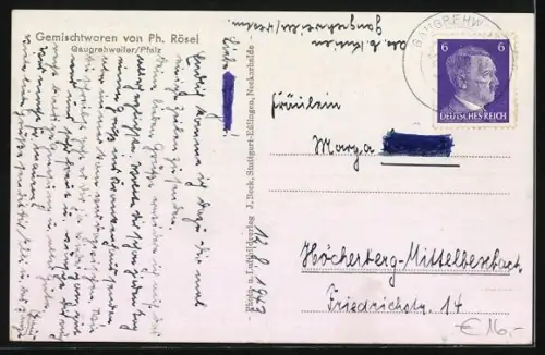 AK Gaugrehweiler /Pfalz, Gasthaus, Kirche und Strassenpartie