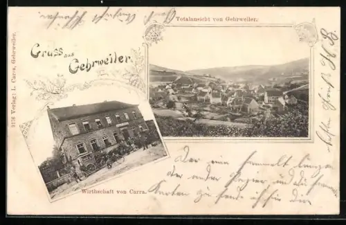 AK Gehrweiler, Gasthaus von Carra, Totalansicht