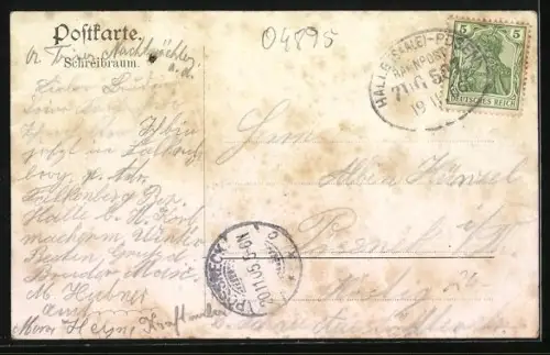 AK Falkenberg, Hotel Preuss in der Bahnhofstrasse, Glaserei in der Wilhelmstrasse, Lindenstrasse