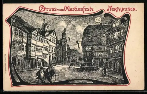 AK Nordhausen, Ortspartie, Martinsfest aus der Sicht eines Betrunkenen, Volksfest