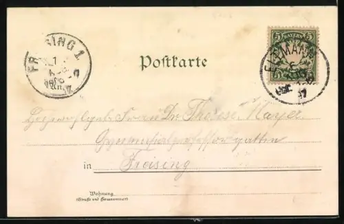 Lithographie Eltmann, Pfarr-Kirche, Rathaus, Wallburg