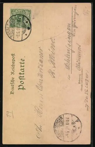 Lithographie Rossleben, Gasthaus zur Schönen Aussicht mit Schloss Wendelstein