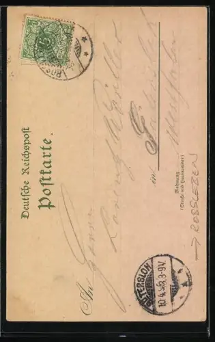 Lithographie Rossleben, Gasthaus zur Schönen Aussicht, Schloss Wendelstein, Paar auf Fahrrädern