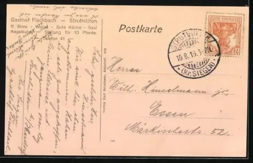 AK Struthütten, Gasthof von Albrecht Fischbach und Partie in der Hellerstrasse