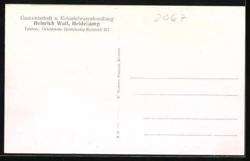 AK Heidekamp, Gasthaus & Kolonialwarenhandlung Heinrich Wulf