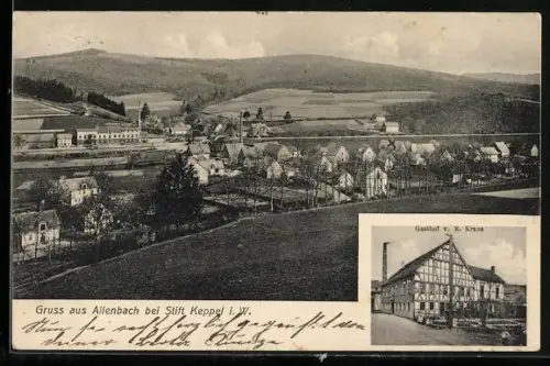 AK Allenbach / Hilchenbach, Gasthof E. Kraus und Totalansicht