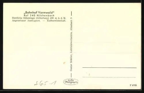 AK Vormwald /Hilchenbach, Bahnhof Vormwald mit Schienen