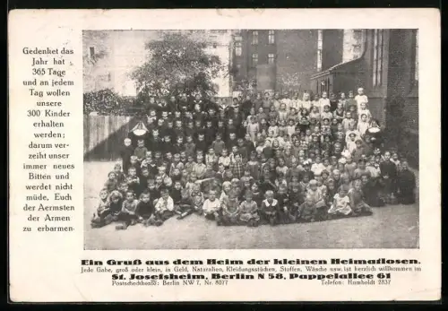 AK Berlin-Prenzlauer Berg, Waisenheim St. Josefsheim, Pappelallee 61