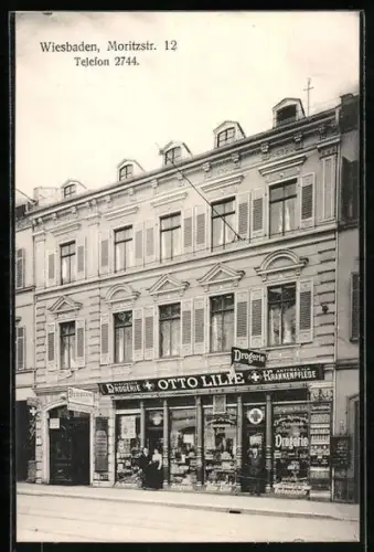 AK Wiesbaden, Moritzstr. 12, Drogerie Otto Lilie