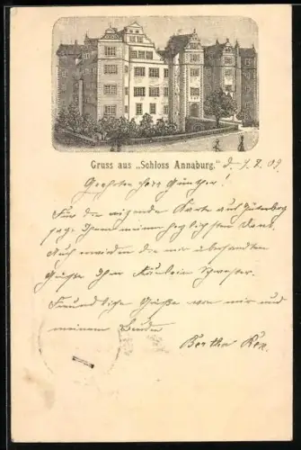 Lithographie Annaburg /Halle, Schloss Annaburg