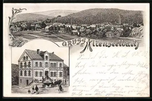 Lithographie Altenseelbach, Gasthaus zum Hohenseelbachs-Kopf