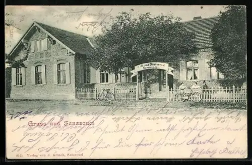 AK Sandau /Elbe, Gasthof Sanssouci