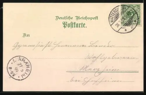 Lithographie Eddersheim, Kirche, Bahnhof, Gesamtansicht