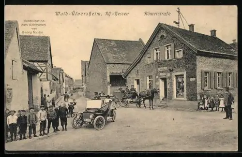 AK Wald-Ülversheim, Römerstrasse mit Restaurant zum Schwanen