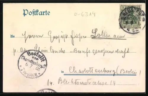 Lithographie Neustadt a. Rennsteig, Kirche, Schule, Ortsansicht