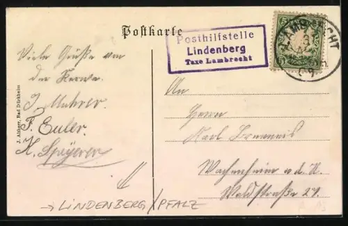 AK Lindenberg /Pfalz, Colonial-, Manufaktur- u. Schuhwaren von Peter Schönung