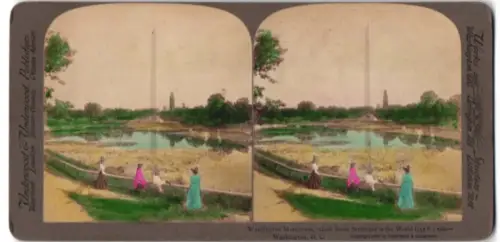 Stereo-Fotografie Underwood & Underwood, New York, Ansicht Washington D.C., Blick nach dem Washington Monument