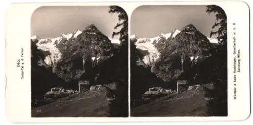 Stereo-Fotografie Würthle & Sohn, Salzburg, Ansicht Trafoi, Blick nach dem Trafoihotel mit Bergpanorama