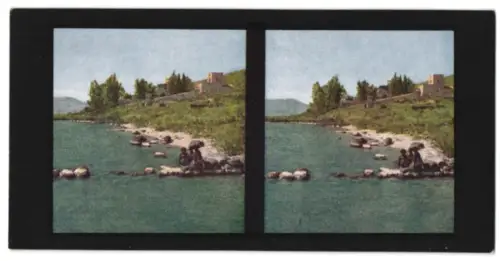 Stereo-Fotografie Chromoplast No. 180, Ansicht Bethsaida, Partie am Wasser