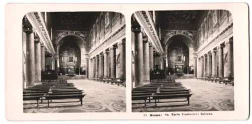 Stereo-Fotografie NPG, Berlin, Ansicht Roma, Sa. MariaTrastevere: Interno