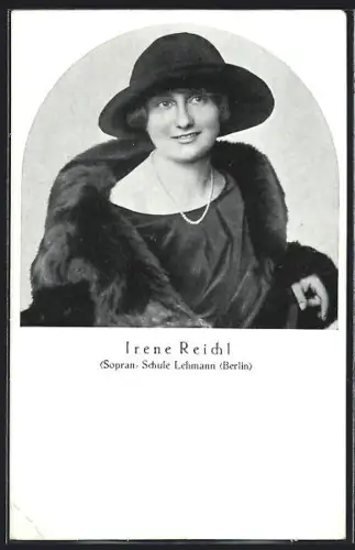 AK Opernsängerin Irene Reichl mit Hut