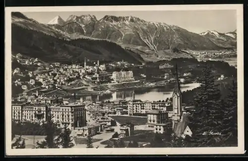 AK St. Moritz, Panorama über die Stadt