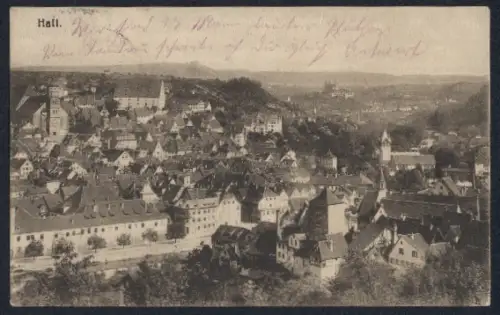 AK Hall, Teilansicht mit Strassenpartie