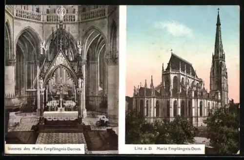 AK Linz a. D., Innenansicht des Maria Empfängnis-Domes