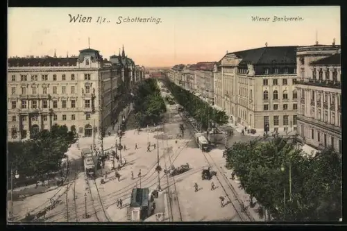 AK Wien, Strassenbahn am Schottenring, Wiener Bankverein