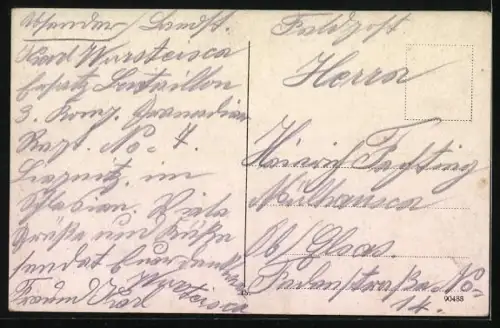 AK Liegnitz, Blick über den Ring mit Häusern