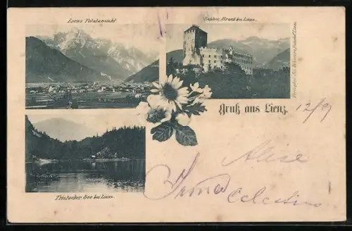 AK Lienz, Tristacher See, Schloss Bruck, Totalansicht