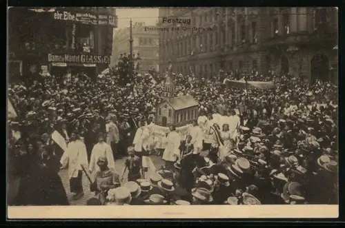 AK Hamburg, 16. Bundesschiessen 1909, Festzug, Einführung des Christentum