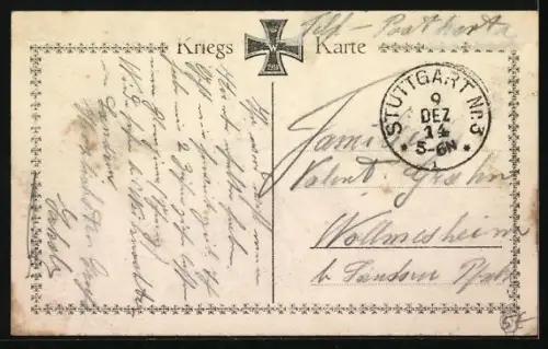 AK Maubeuge, Geschütz in einer verlassenen englischen Artilleriestellung