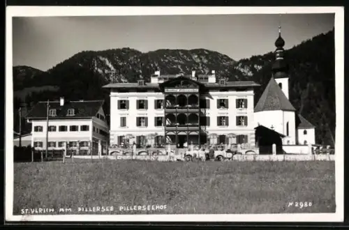 AK St. Ulrich am Pillersee, Gasthof Pillerseehof und Kirche
