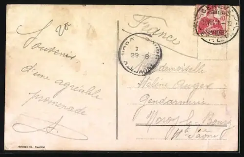 AK Genéve, Rue du Mont Blanc, Hotel Suisse et Tramway, Strassenbahn