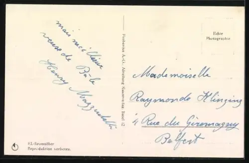 AK Basel, Kunsteisbahn mit Schlittschuläufern aus der Vogelschau