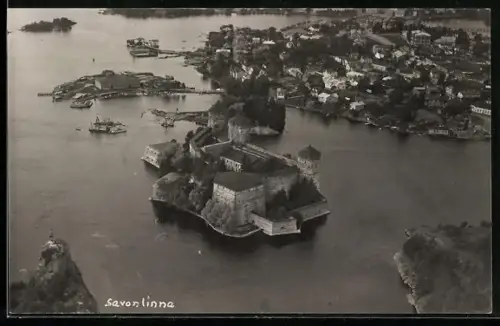 AK Savonlinna, Ortsansicht mit Burg