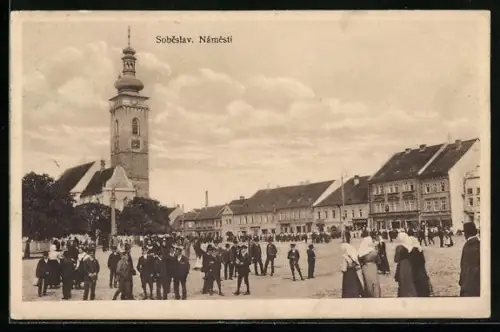 AK Sobeslav, Namesti, Kirche am Hauptplatz