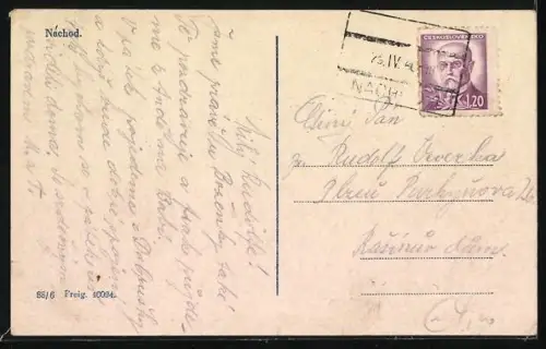 AK Nachod, Teilansicht mit Hotel Slavia