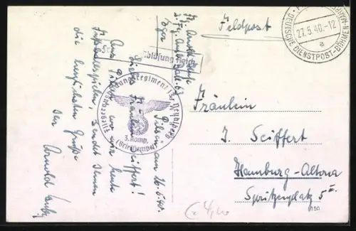 AK Pilsen, Strassenpartie mit Geschäften aus der Vogelschau